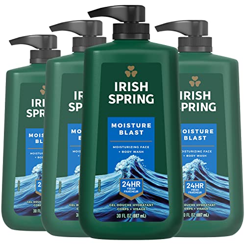 Irish Spring Moisture Blast Moisturizing Men's Body Wash, 30 Oz Pump (Pack of 4)