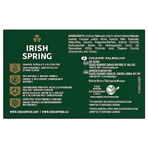 Irish Spring Bar Soap for Men, Moisture Blast, 3.7 Oz, 24 Pack