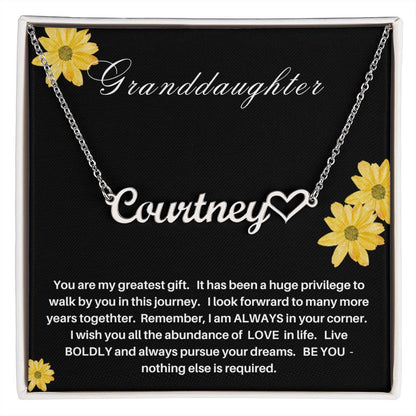 Jewelry - To My Granddaughter - Gold or Silver nameplate (black background message)