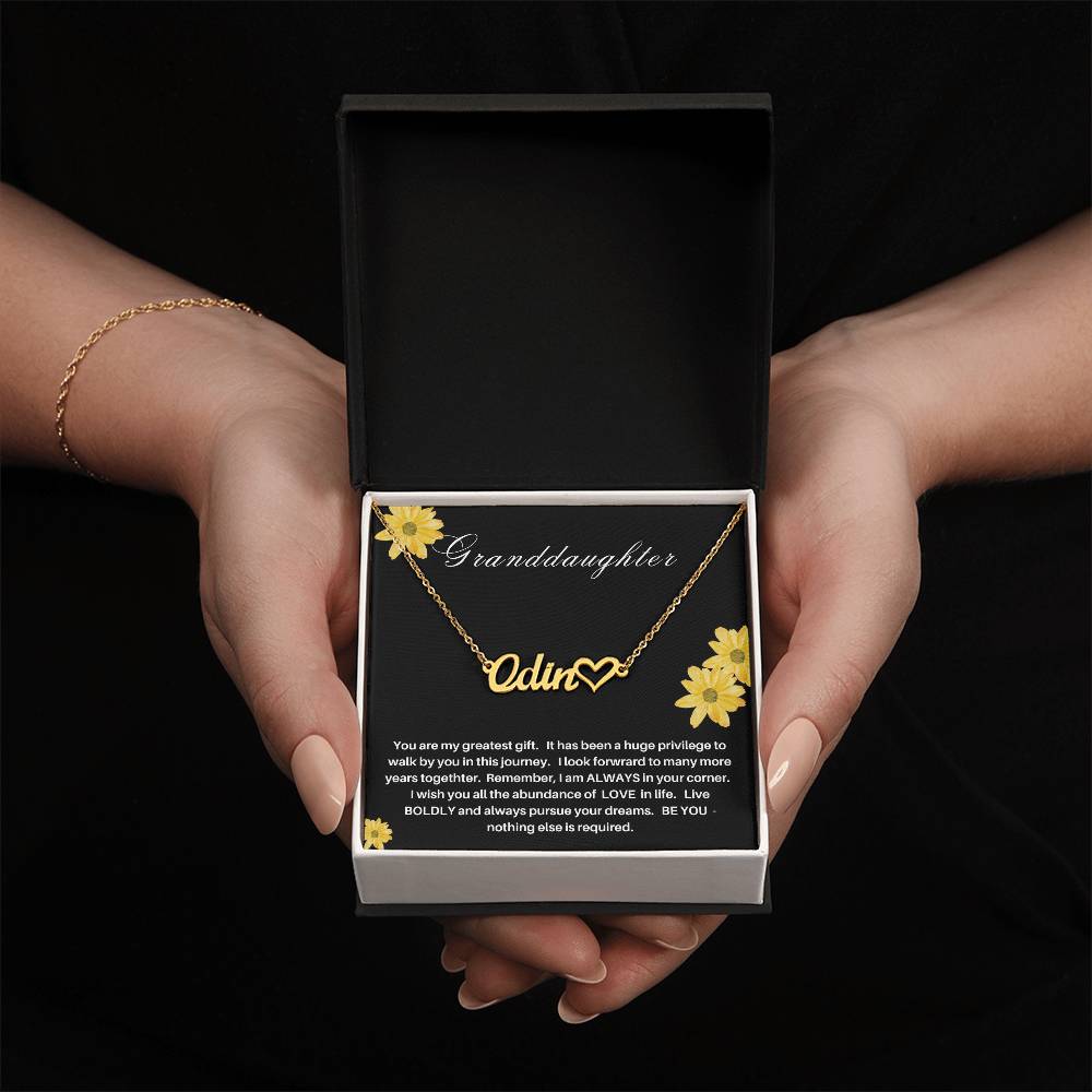 Jewelry - To My Granddaughter - Gold or Silver nameplate (black background message)