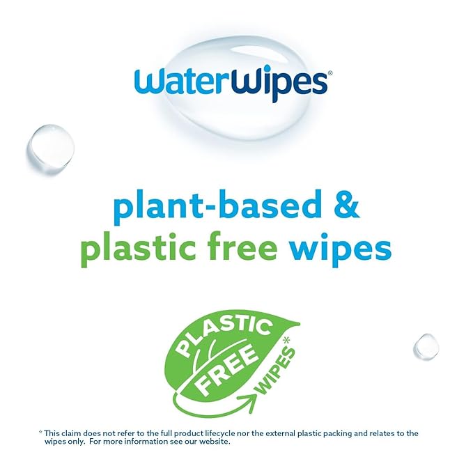 Wipes - WaterWipes Plastic-Free Original Baby Wipes, 99.9% Water Based Wipes, Unscented & Hypoallergenic for Sensitive Skin, 60 Count (Pack of 12), Packaging May Vary