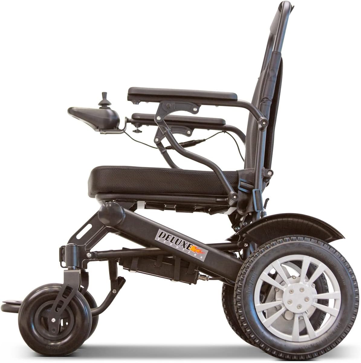 Wheelchair - 400 Pound Capacity Deluxe Scooters HD Long Range Lightweight Foldable Electric Wheelchair, Portable, Brushless Powerful Motors, Dual Battery, All Terrain (Silver)