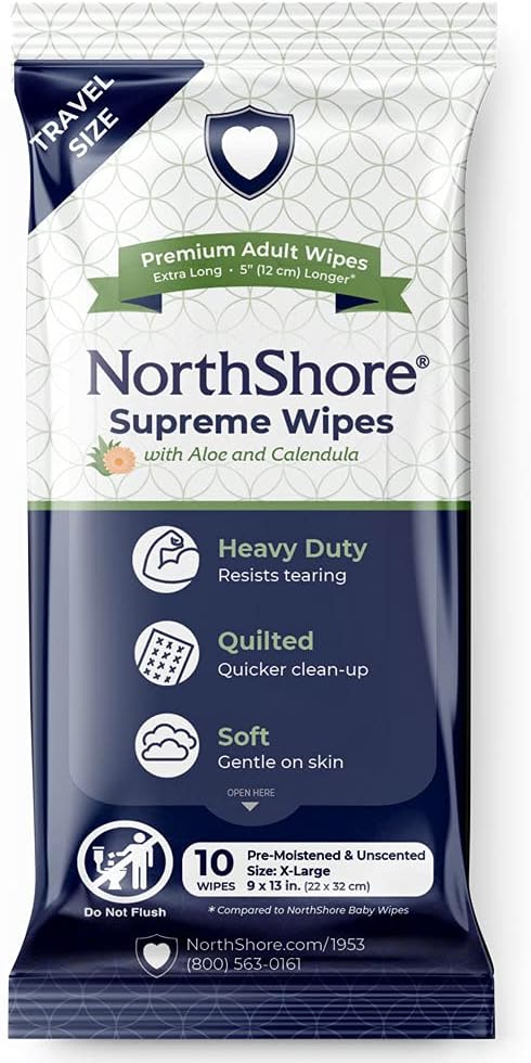 Wipes - NorthShore Supreme Heavy-Duty Quilted Wipes, X-Large, Travel Packs, Case/120 (12/10s)