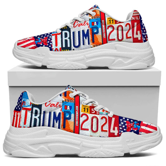 TrumpTrendz Women's Trump 2024 Chunky Sneakers 5.5 White