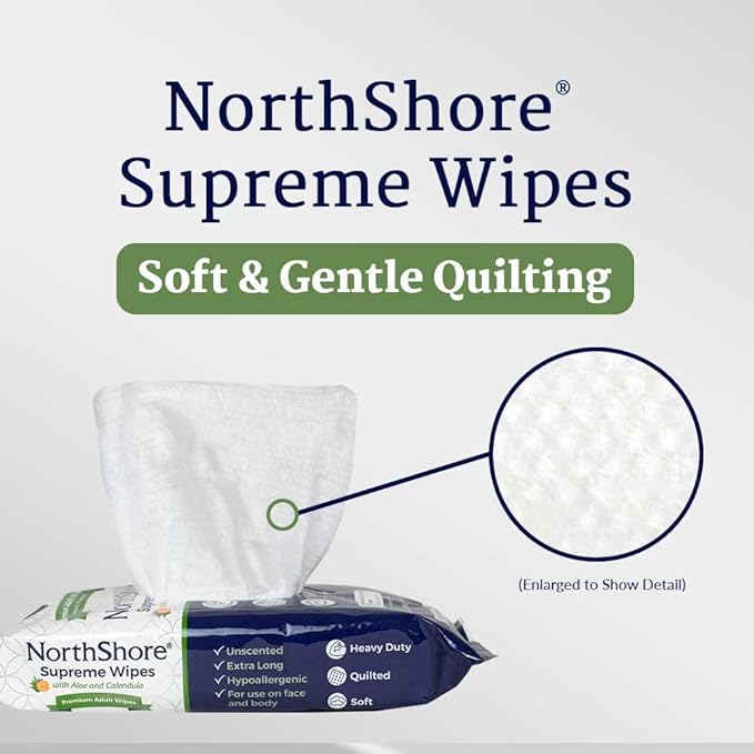 Wipes - NorthShore Supreme Heavy-Duty Quilted Wipes, X-Large, Travel Packs, Case/120 (12/10s)