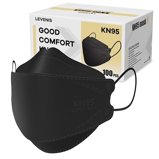 LEVENIS KN95 Face Masks 100 Pack, Breathable Comfortable and Disposable KN95 Mask, Black