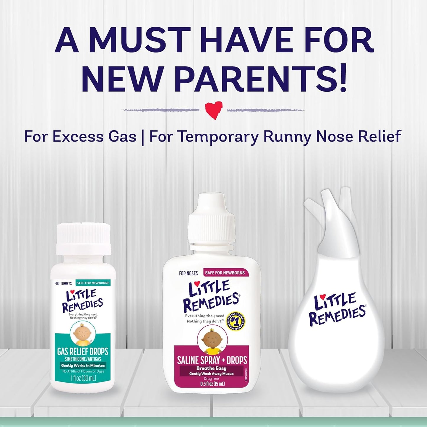 Baby - Little Remedies, New Baby Essentials Kit, 6 Newborn Essentials, Saline Nasal Spray, Gas Relief Drops, Gripe Water, Fever Reliever, & Diaper Ointment