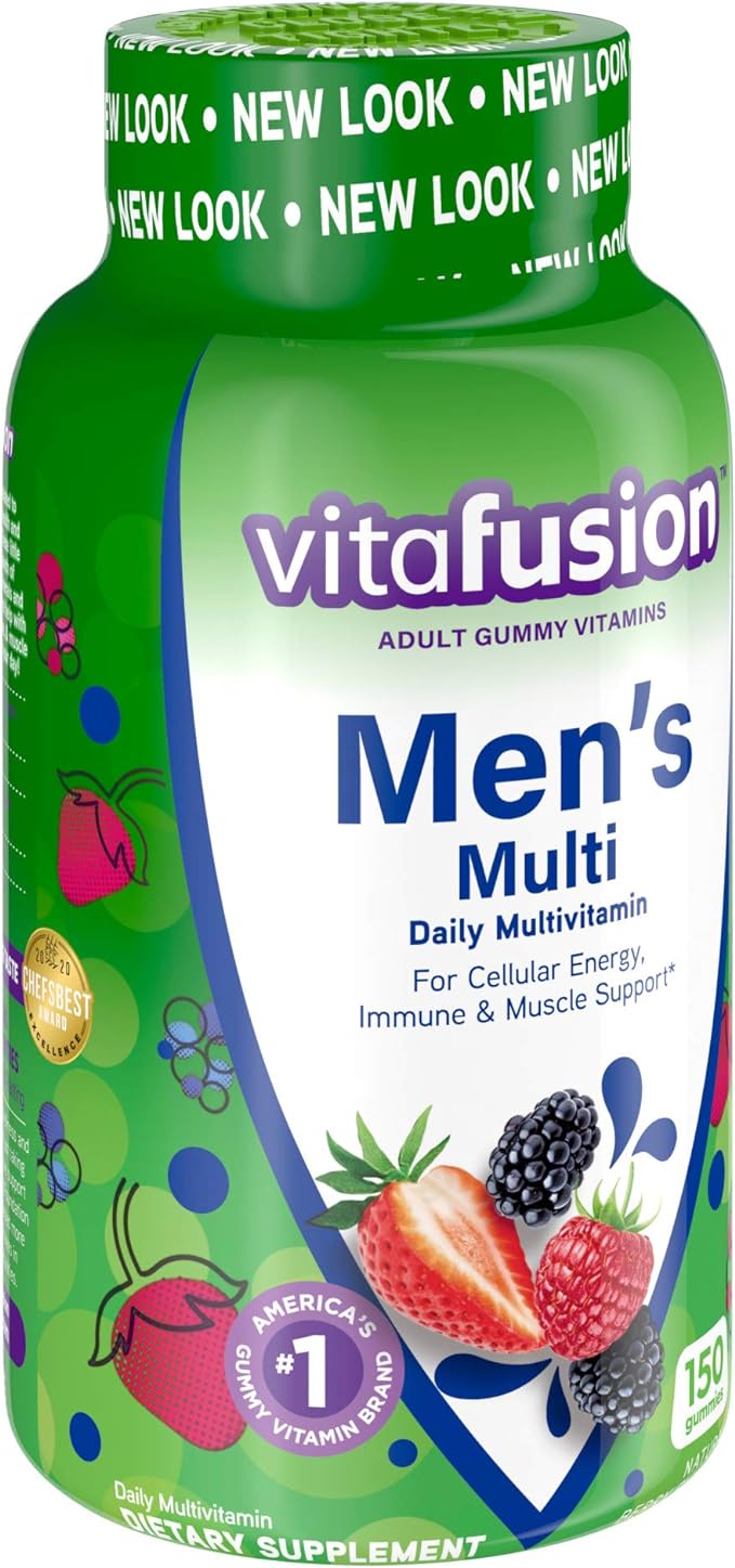 Vitamins - Vitafusion Adult Gummy Vitamins for Men, Berry Flavored Daily Multivitamins for Men With Vitamins A, C, D, E, B6 and B12, America’s Number 1 Gummy Vitamin Brand, 75 Day Supply, 150 Count