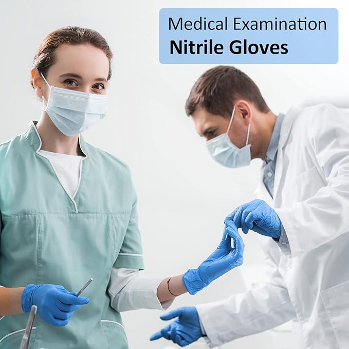 Gloves - Schneider Nitrile Exam Gloves, Blue, 4 mil, Powder-Free, Latex-Free, for Medical Exam, Cleaning and Food Prep, Non-Sterile