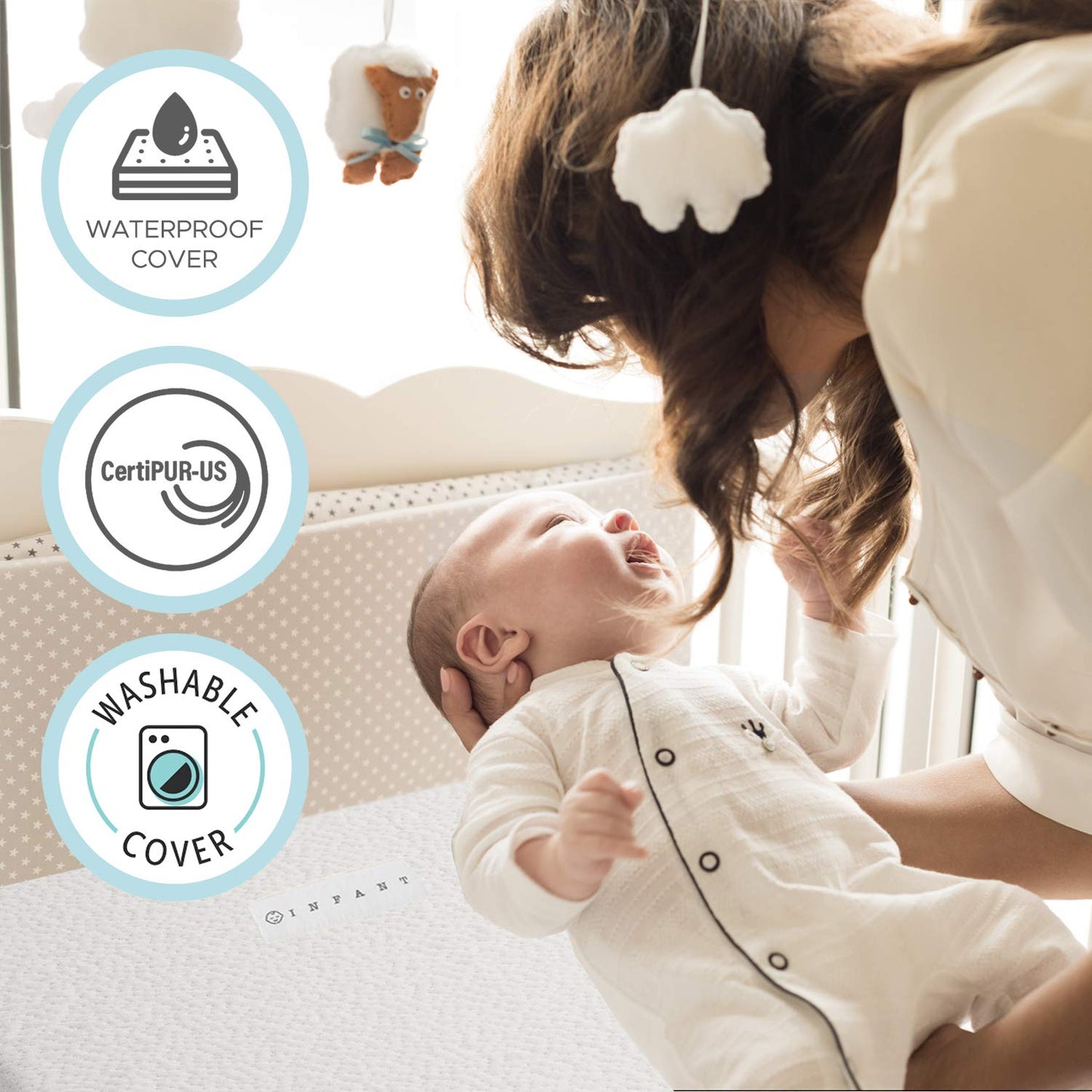 Baby - Organic Cotton Breathable Dual-Sided Crib Mattress | 2-Stage Premium Memory Foam CertiPUR-US Hypoallergenic Baby Mattress, Firm Support for Infant, Cooling Gel for Toddler, Waterproof & Washable Cover