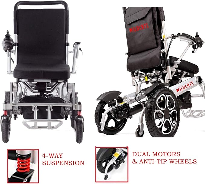 Wheelchair - Darkshadows by MaritSA - All Terrain Lightweight Electric Wheelchair only 50lbs - Support up to 300lbs - Durable - Foldable - Easy to Use - Ships from USA - Serviced in USA