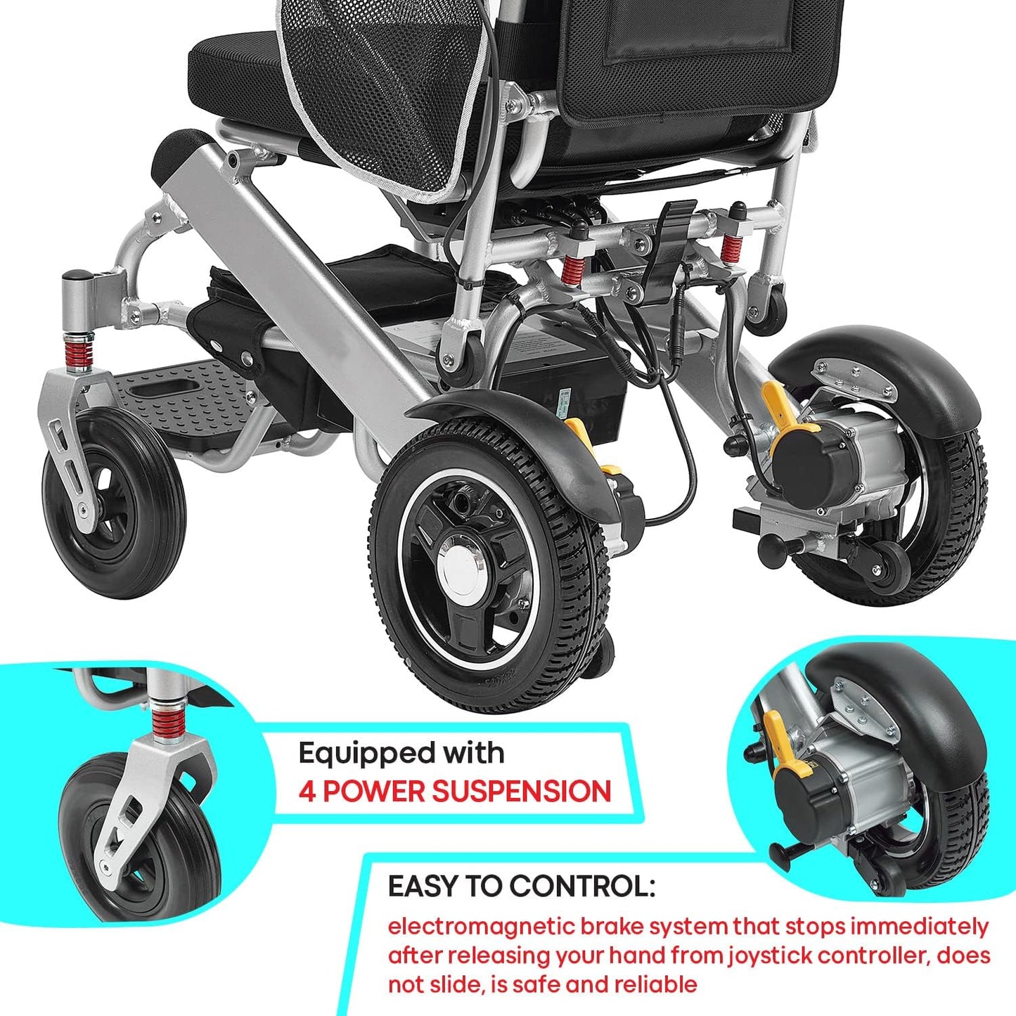 Wheelchair - ActiWe WX15 Electric Wheelchairs for Adults- Lightweight Foldable All Terrain Motorized Wheelchair for Adults- Portable Folding Power Wheel Chair for Seniors-Only 47 lb-Silla de Ruedas Electrica (SE)