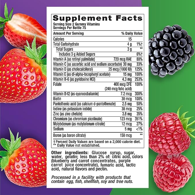 Vitamins - Vitafusion Adult Gummy Vitamins for Men, Berry Flavored Daily Multivitamins for Men With Vitamins A, C, D, E, B6 and B12, America’s Number 1 Gummy Vitamin Brand, 75 Day Supply, 150 Count